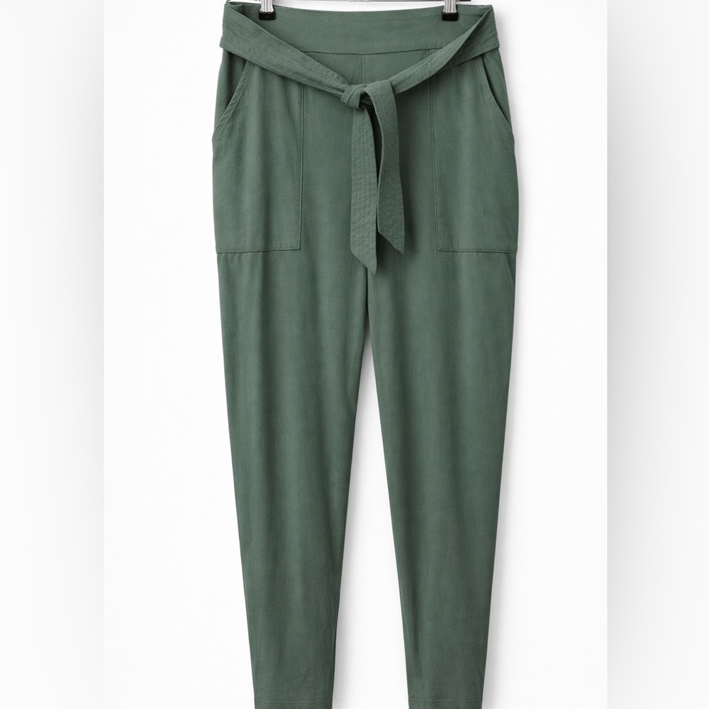 Leith Olive Green Tie-Front Pants Slacks Womenās Medium Viscose & Nylon